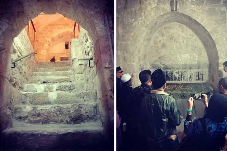 Makam Rabi'ah al-Adawiyah di Jerusalem, lokasinya turun dan naik di dalam sebuah lorong (foto: Arifin Beha)