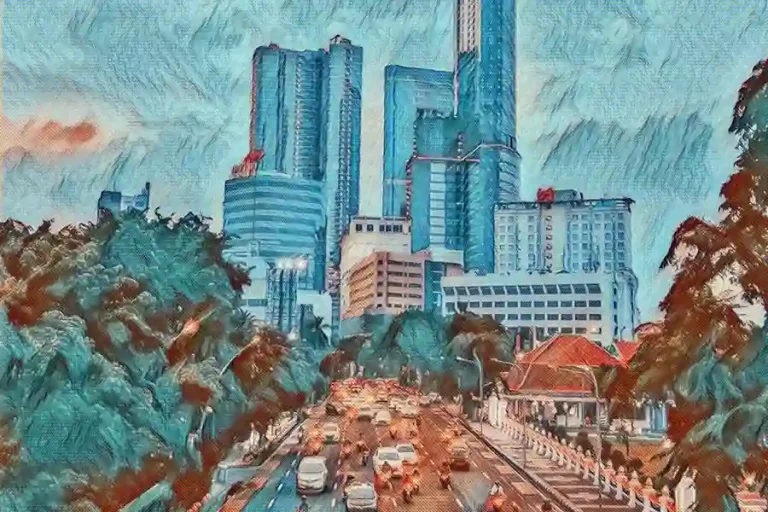 Ilustrasi olah foto Kota Surabaya dengan AI Image generator